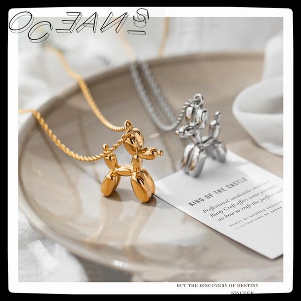 

chains sexmara punk hip hop personality balloon dog cool necklace twist chain trend for women men girls party travel jewelry, Silver