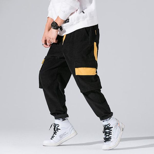 

men's pants autumn fashion cargo joggers men multi-pocket cotton casual slim man streetwear mens, Black