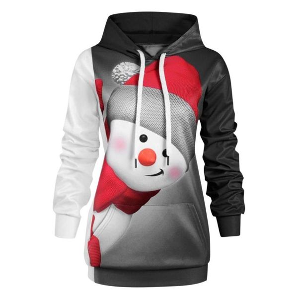 

women's hoodies & sweatshirts stsvzorr christmas digital printed snowman hooded long sleeve pullover, Black