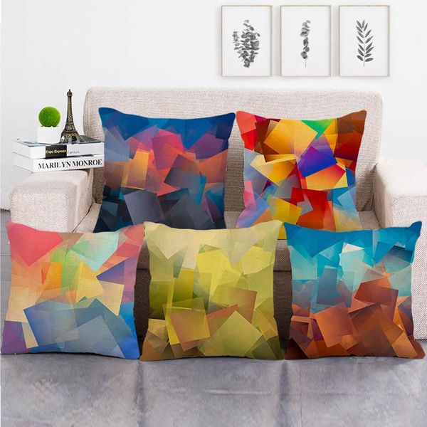 

cushion/decorative pillow 45cm*45cm abstract color block geometry cushion cover linen/cotton sofa decorative case