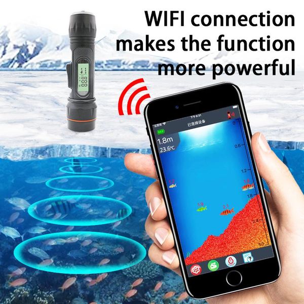 

fish finder erchang f12w wifi recharegable sounder 90m depth portable waterproof sonar for winter ice fishing