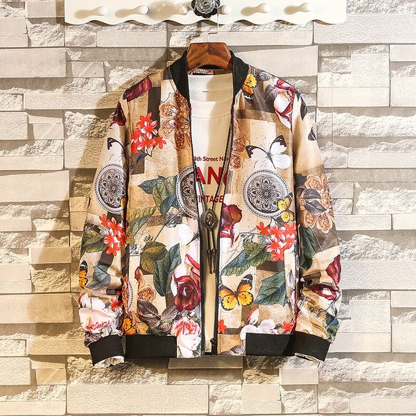 

2021 fashion spring autumn thin new print jacket mens japanese hip hop streetwear designer clothes plus oversize 4xl 5xl jcgl, Black;brown