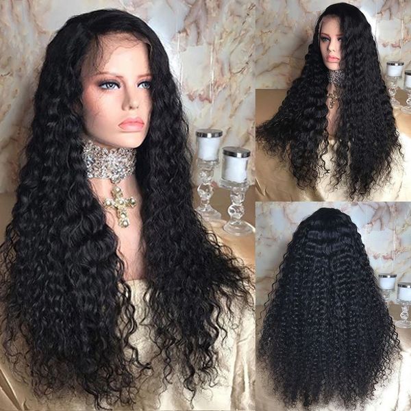 

lx brand long deep wave wig side part synthetic wigs heat resistant fiber long curly wigs for black women daily used black wigfactory direct