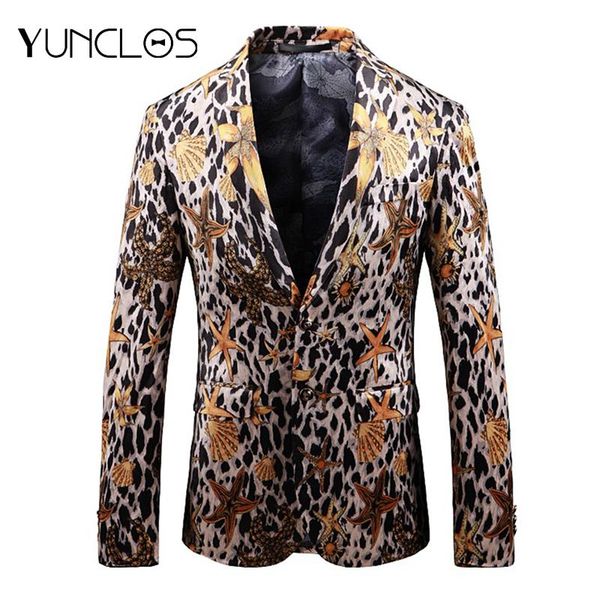 

men's suits & blazers yunclos 2021 conch printed blazer wedding party slim fit suit jackets perform for men, White;black