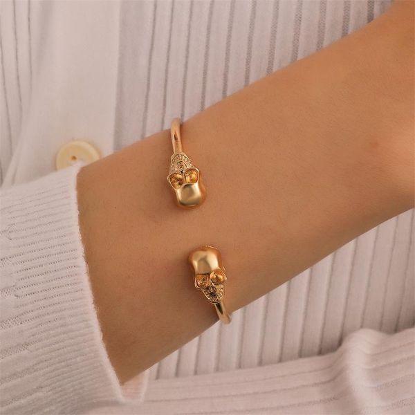 

link, chain retro exaggerated gothic skull bracelet personality trend ghost, Black
