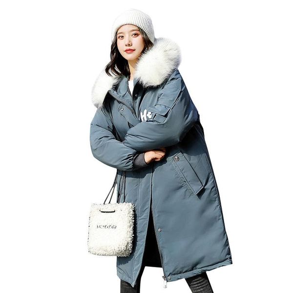 

woman jackets winter 2021 hooded coat big fur collar letter printing parka women stylish and elegant luxury winter coats, Black