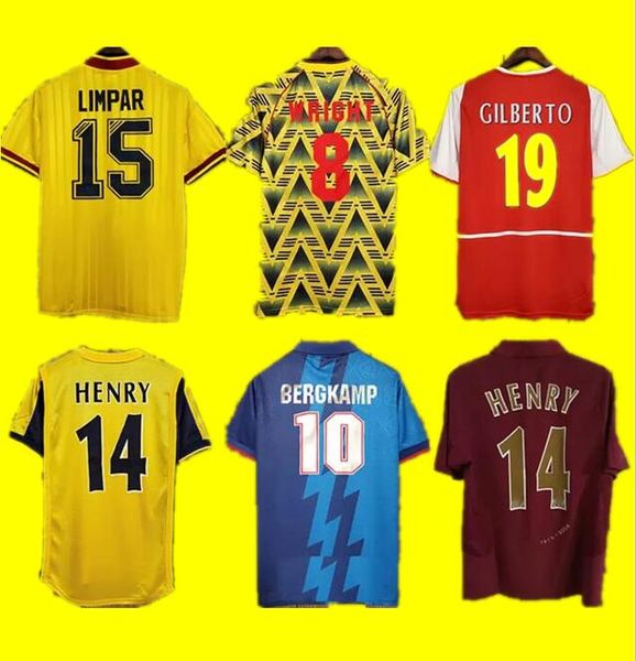 

02 05 henry bergkamp v. persie mens retro soccer jerseys 94 97 vieira merson adams home away 3rd football shirt short long sleeve uniforms, Black;yellow