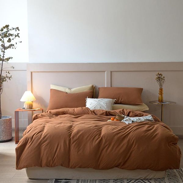 

bedding sets e-star china store pumpkin brown four of knitted cotton bed