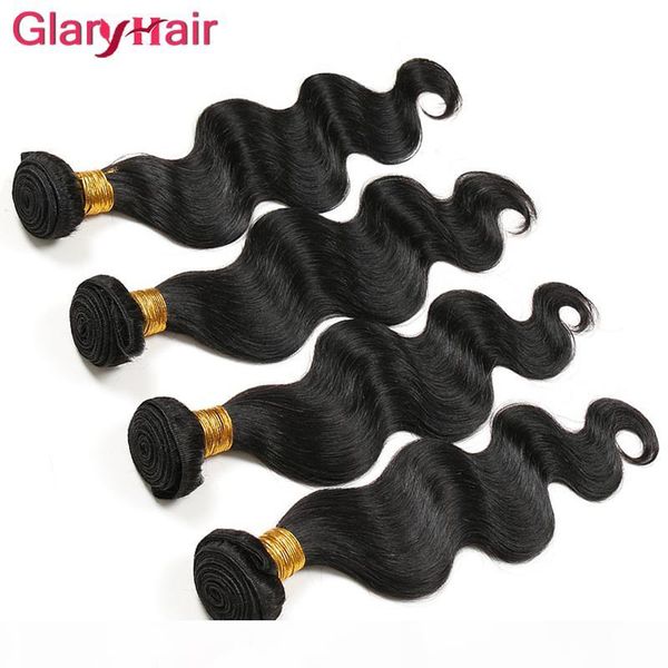 

wholesale brazilian hair weave body wave unprocessed indian malaysian peruvian human hair extensions double wefts bundles glary hair product, Black