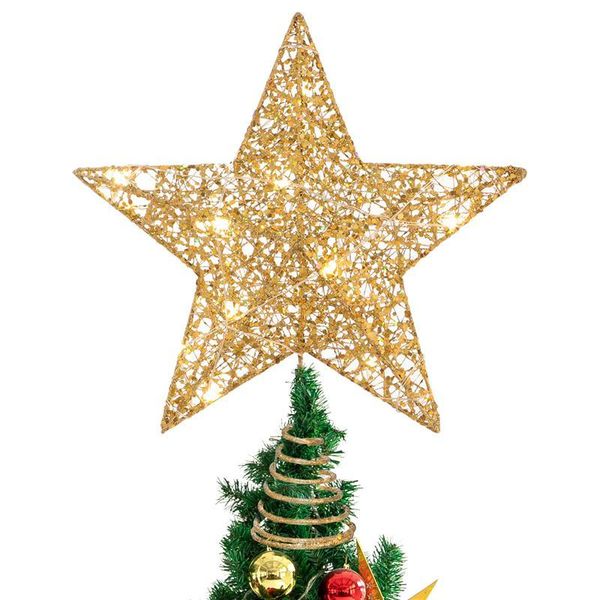

christmas decorations tree star ornament iron glitter er with led string lights party decoration