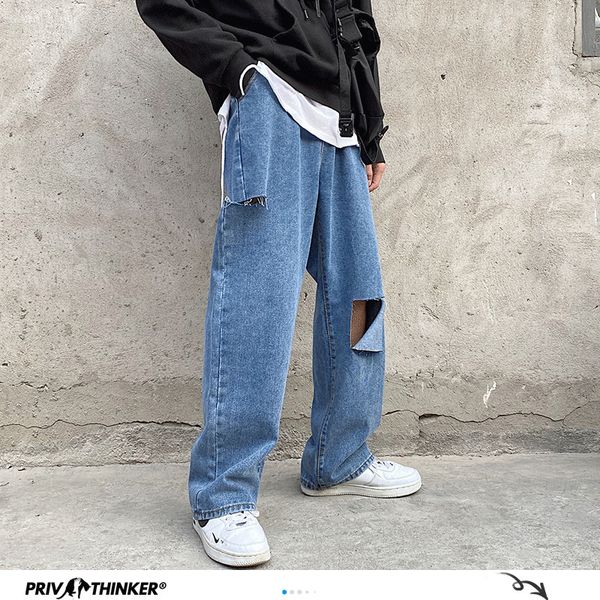 

new 2021 privathinker blue hip hop ripped fashion mens summer oversize 5xl jeans man streetwear vintage male denim pants lw6m