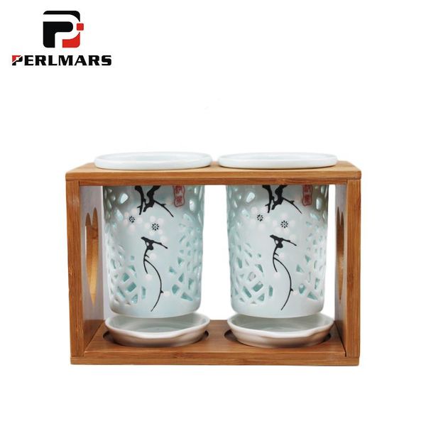 

storage bottles & jars japanese-style hollow ceramic chopsticks cylinder spoon knife fork holder moisture-proof drain kitchen art accessorie