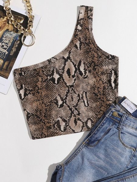 

one shoulder snakeskin print y8wc#, White