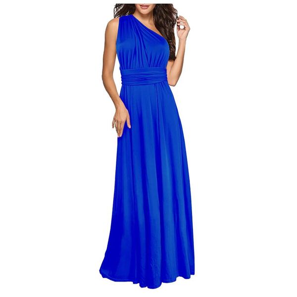 

casual dresses women's summer dress sleeveless solid color long 2021 multi-wear elegant backless party maxi sundress robe femme, Black;gray