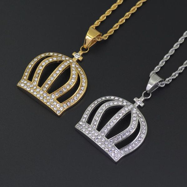 

pendant necklaces iced out bling stainless steel necklace hip hop jewelry sn129, Silver