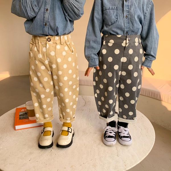 

trousers milancel 2021 spring kids clothes korean dot loose casual pants, Blue