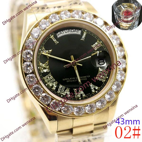 

20 colour watch 43mm automatic mechanical montre de luxe watches 2813 stainless steel diamond watch waterproof mens watches, Slivery;brown