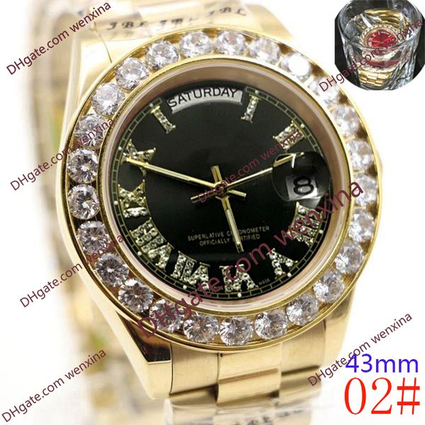 20 Farbe hochwertige Uhr Uhr 43mm Automatische mechanische mechanische Montre de Luxe Uhren 2813 Edelstahl Diamant Uhr Waterfache Herren Uhren