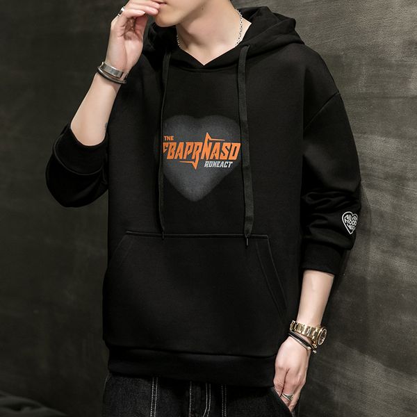 

men's vests youth male autumn hooded sweater jacket warm junior high school student sweatshirts handsome print hoodies pullovers c, Black;white