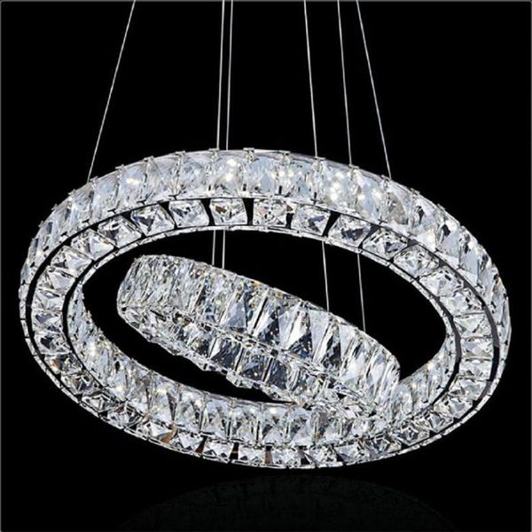 

pendant lamps modern led long crystal d20 d30 d40 d50 d60 d70 d80cm 2 round rings combination dinning living room lustres lights