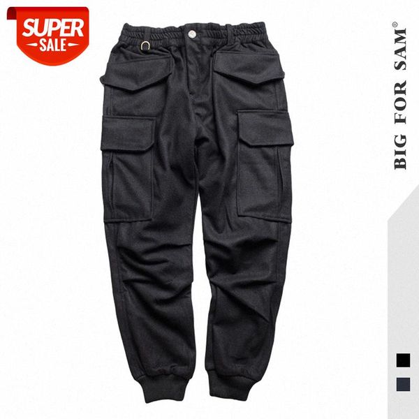

men's loose multi-pocket personality thickening overalls casual pants #en1h, Black
