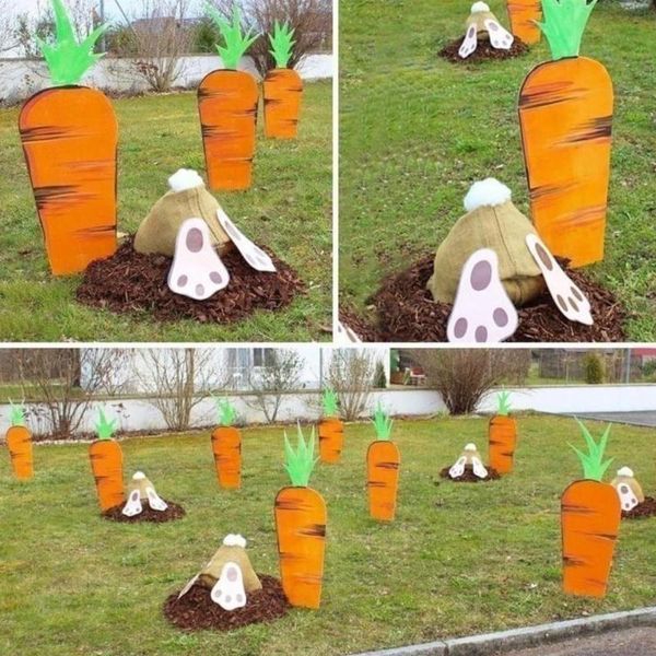 

bunnies digging and carrots ornaments outdoor decor easter cute planting props ornaments holiday gift outdoor yard garden #t1g