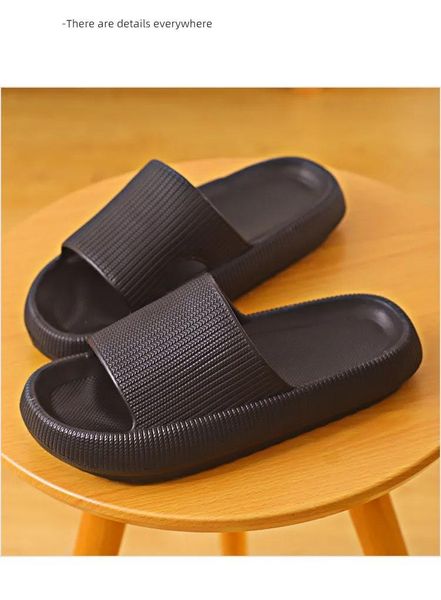 

slippers 3cm thick soles step on excrement feeling women summer home wear eva soft household cool shoes, Black