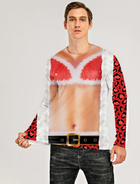 

men's christmas 3d printing t-shirt long sleeve skull pirate pattern party streetwear round neck high quality, White;black