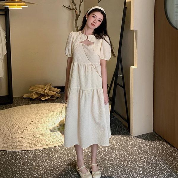 

maternity dresses 657# clothes summer short sleeves a line dress white loose stylish pregnant women pregnancy