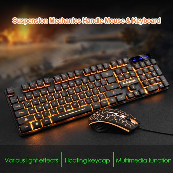 

km320 lapcomputer ergonomic mice silent usb wired backlight gaming 104 keys keyboard 3 buttons mouse combo set