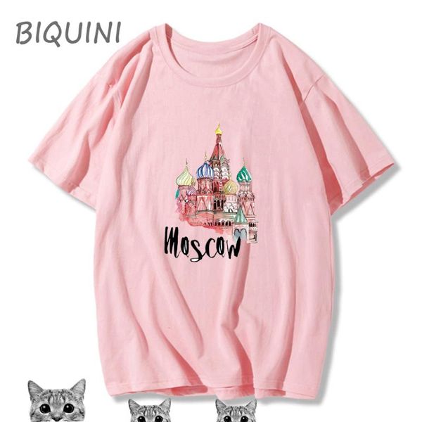 Kadın T-Shirt Biquini Dünyaca Ünlü Bina Baskı T-Shirtwomen Tshirt Pamuk Harajuku Gömlek Yaz O-Neck'in tacı