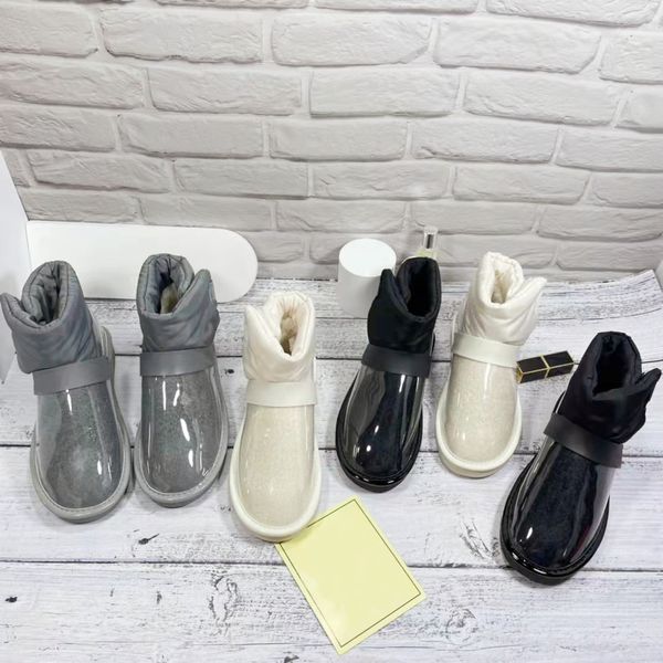 

autum winter women snow boots luxury designer pure color flat soled leisure outdoor warm comfortable short ankle booties fashion platform ca, Black