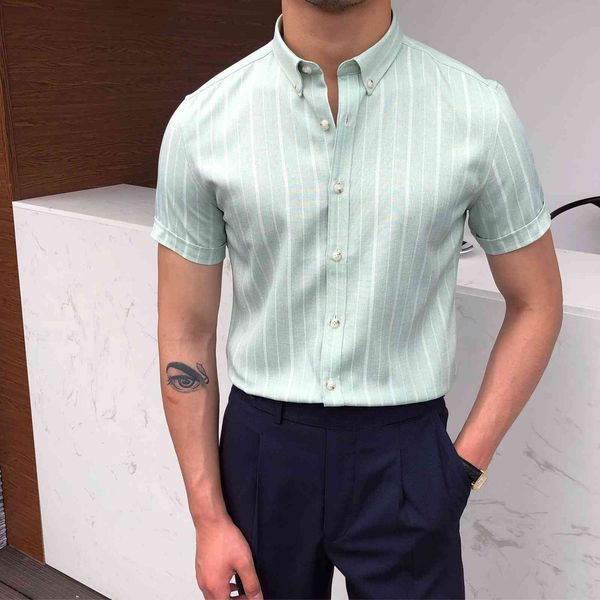 

men's casual shirts italian men's striped short sleeve shirt, casual, tight, retro, summer, 2021, White;black