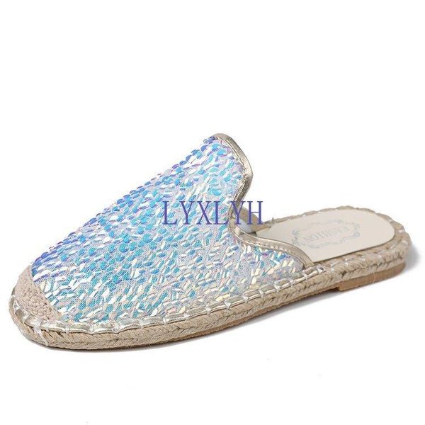 

slippers fashion round-toe single shoes women's breathable mesh casual flat summer 2021, Black