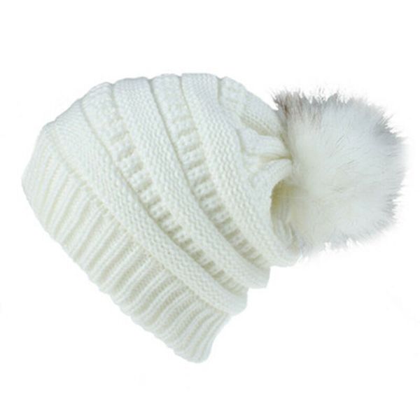 

fur ball cap pom poms winter hat for women girl  hat knitted beanies cap brand new thick female cap, Red;black