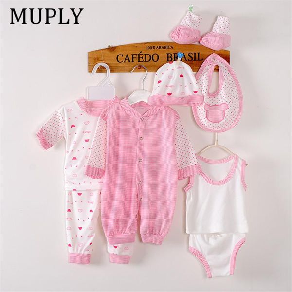 

9 piece kids pajamas clothing sets cotton boys toddler clothes hat sleepwear suit children boys girls long sleeve pijamas pants, White