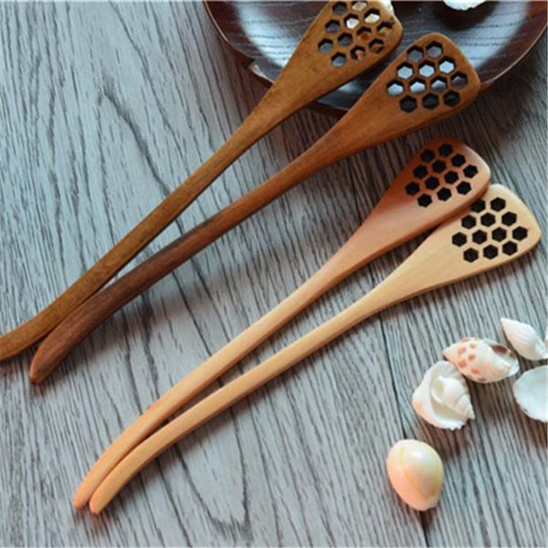 

spoons 100 pcs cute wood creative carving honey stirring honeycomb carved dipper kitchen tool flatware accessory