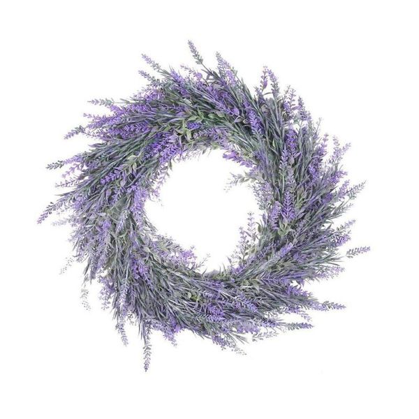 

decorative flowers & wreaths 18 inch lavender wreath base flower farmhouse garland front door wall hanging for wedding home decor
