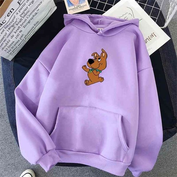 Felpa con cappuccio con stampa di cani carini di grandi dimensioni Felpe con cappuccio Kawaii per le donne Top vestiti Donna Ilf Winter Womens Harajuku Felpa con cappuccio 210728