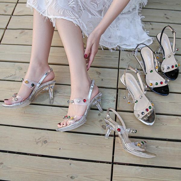 

3cm heels shallow mouth 2021 round toe slimming shoes slip on lace-up transparent stiletto navy blue pumps 5cm latest all-match, Black