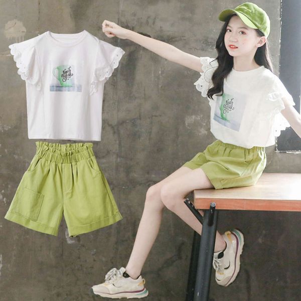 

new girls' children's summer suit 2021 wear korean version, White