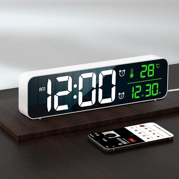 

other clocks & accessories music led digital alarm clock voice control temperature date display deskmirror table home decoration electro