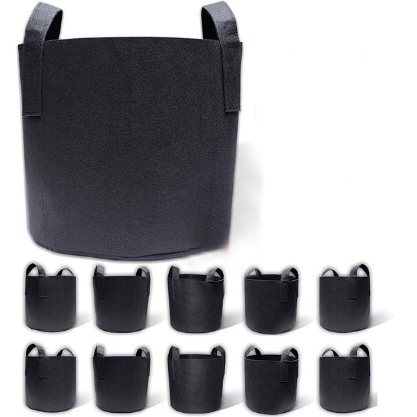

planters & pots 10-pack 7 gallon grow bags, aeration fabric with handles felt planting bag breeding project green flower and