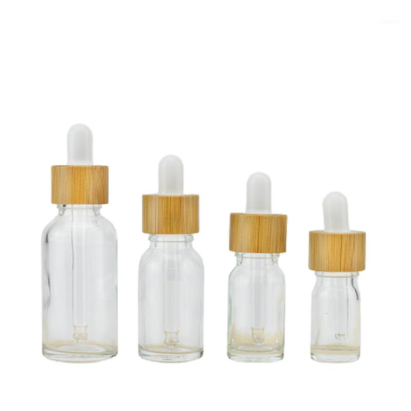 

storage bottles & jars 5ml10ml15ml20ml 30ml 50ml 100ml empty clear glass essential oil dropper vials bamboo wood lid travel packaging refill