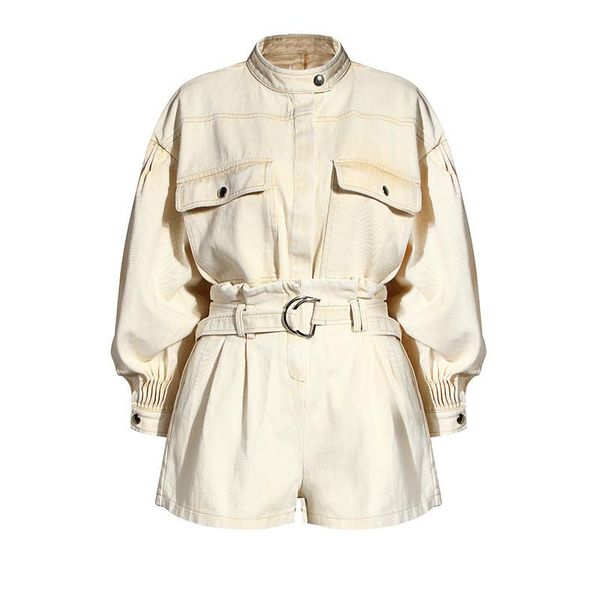 

women's two piece pants xuxi autumn winter fashion long sleeve coat loose old casual tooling jacket + shorts suit two-piece women fz286, White