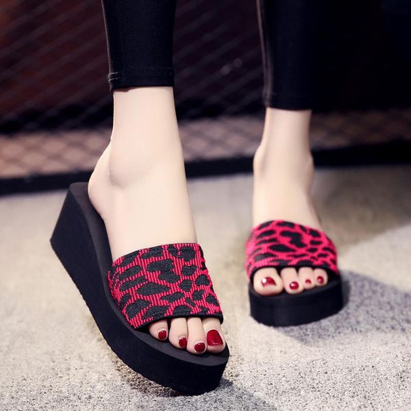 

slippers simple women slipper temperament weave beach breathable sandals home flower flip-flops wedges shoes zapatilla mujer, Black
