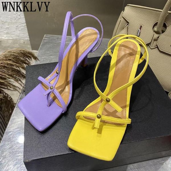 

sandals runway thin high heels split toe summer party dress shoes women rivets narrow band cross strap gladiator sandalies, Black