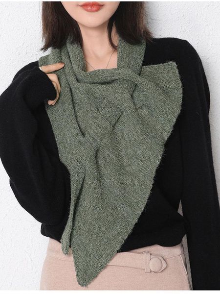 

scarves 2021 scarf women fashion cashmere triangle perforated hollow wool shawl skin-friendly warm multi-purpose, Blue;gray