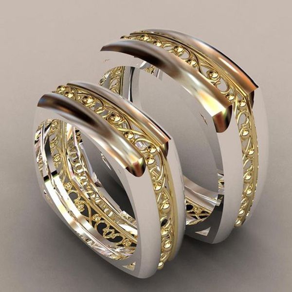

mens and womens ring cao shi's copper two color gold plated for lovers, Golden;silver