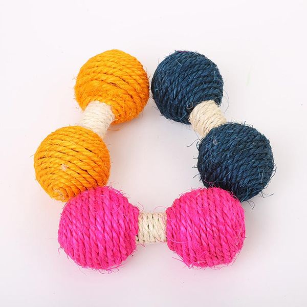 

cat toys pet toy sisal rope dumbbells interactive kitten teaser playing chewing scratch catching supplies pupply dog handmade bell